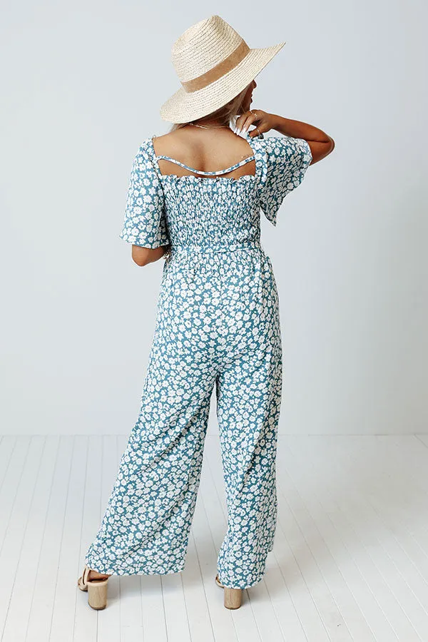 Always Dreaming Smocked Jumpsuit in Teal