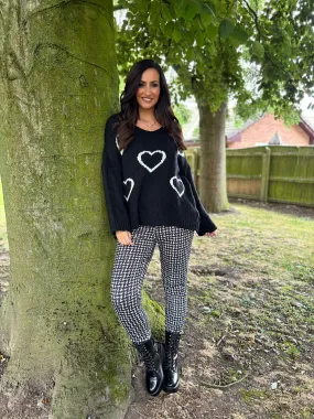 Black Check Print Super Soft Straight Leg Trousers