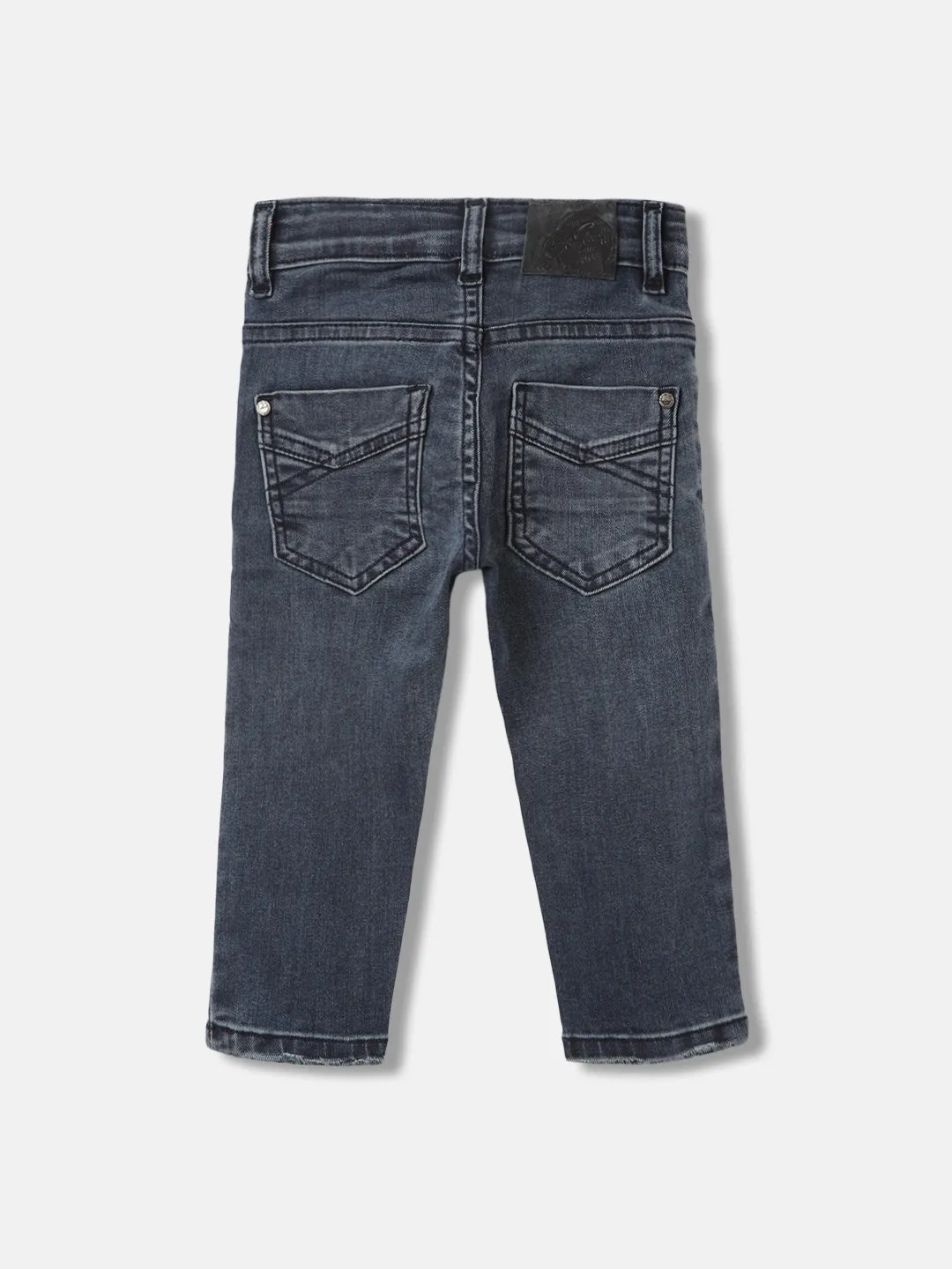 Blue Giraffe Boys Blue Solid Straight Fit Jeans