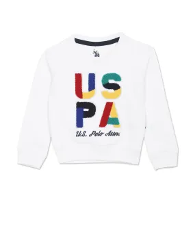 Boys Crew Neck Brand Applique Sweatshirt