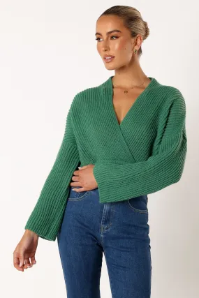 Brinley Crop Knit Sweater - Kelly Green