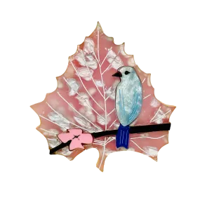 Cherry Blossom Blue bird Leaf 🍁- Brooch - Set of 4