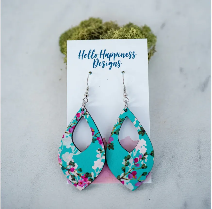 Cherry Blossom Teardrop Earrings