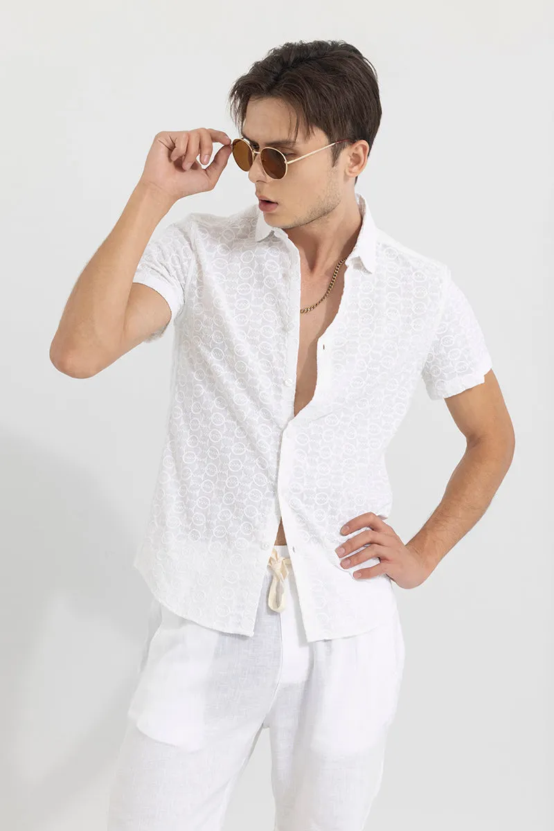 Circle Line White Embroidery Shirt