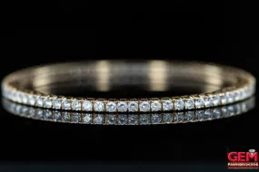 Clear Cubic Zirconia Eternity Tennis Bangle 14K 585 Yellow Gold 7.25" CZ Bracelet