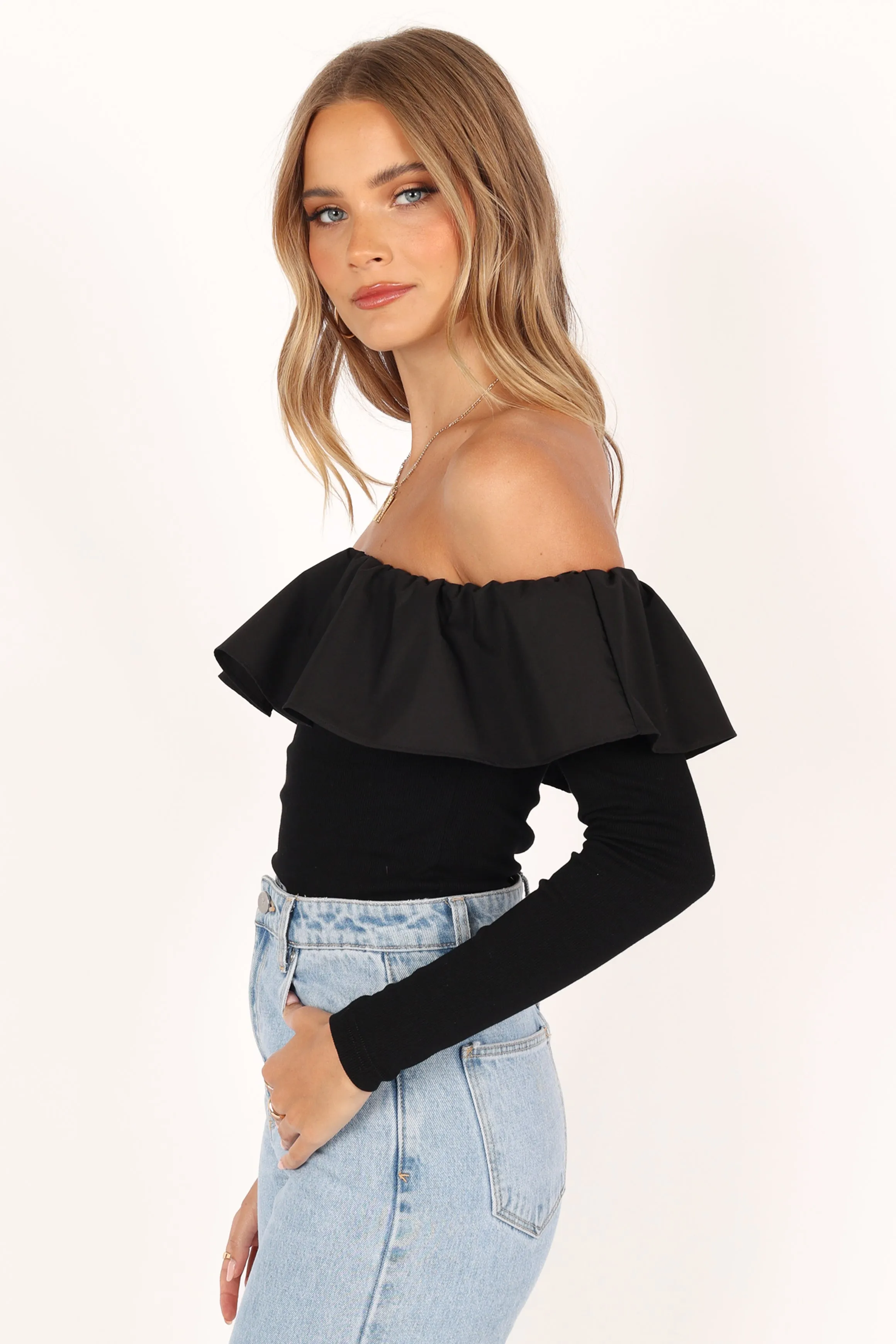 Cloe Off Shoulder Top - Black