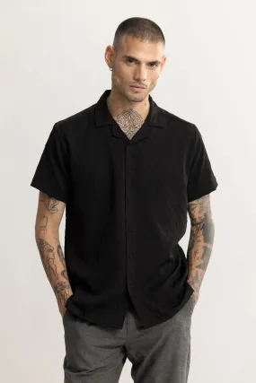 Cross Diamond Textured Black Shirt