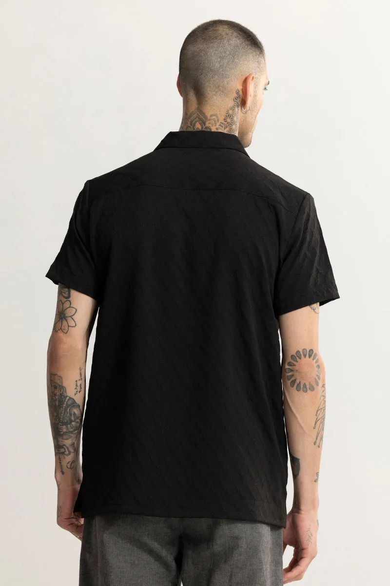 Cross Diamond Textured Black Shirt