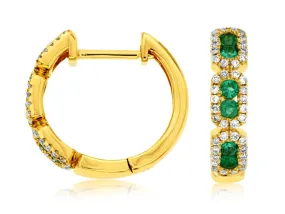 Emerald and Diamond Huggie Earrings