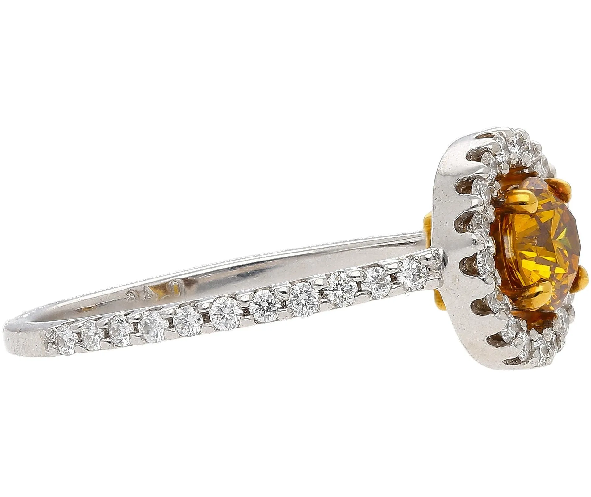 GIA Certified 0.46 Carat Fancy Deep Orange Yellow Diamond Engagement Ring