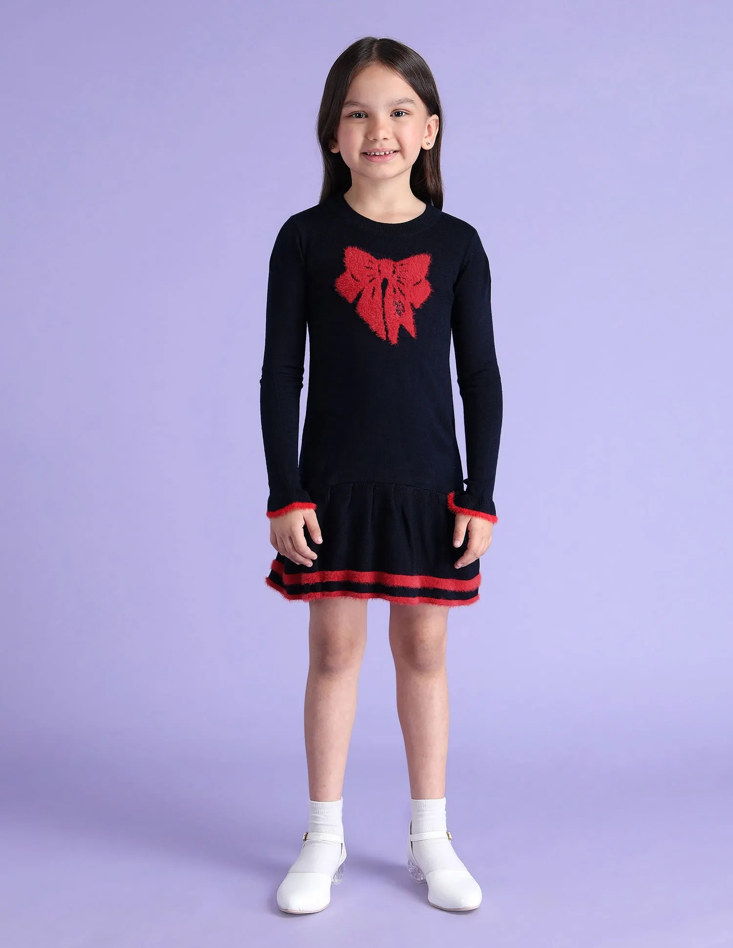 Girls Applique Fit & Flare Dress