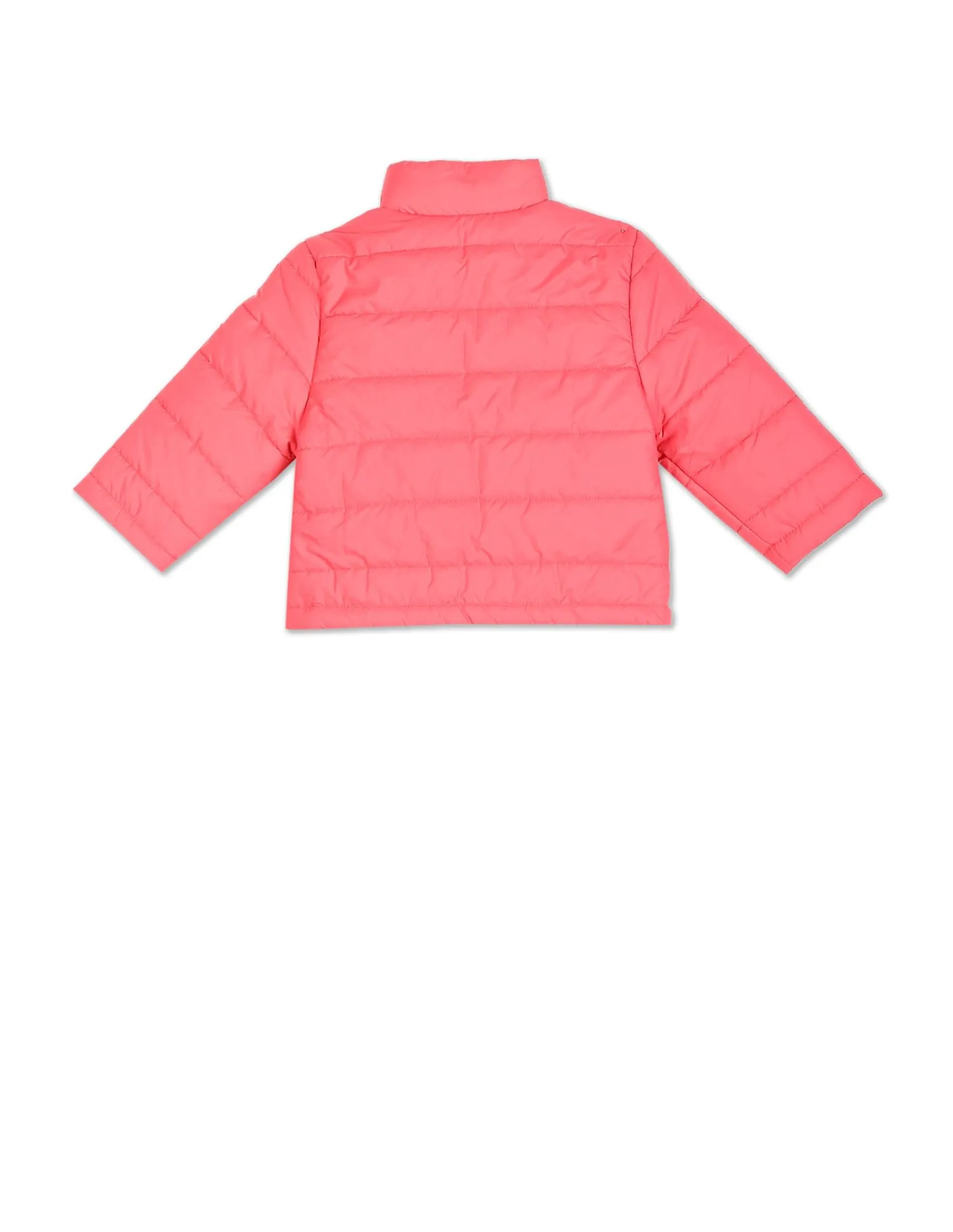 Girls Stand Collar Solid Bomber Jacket