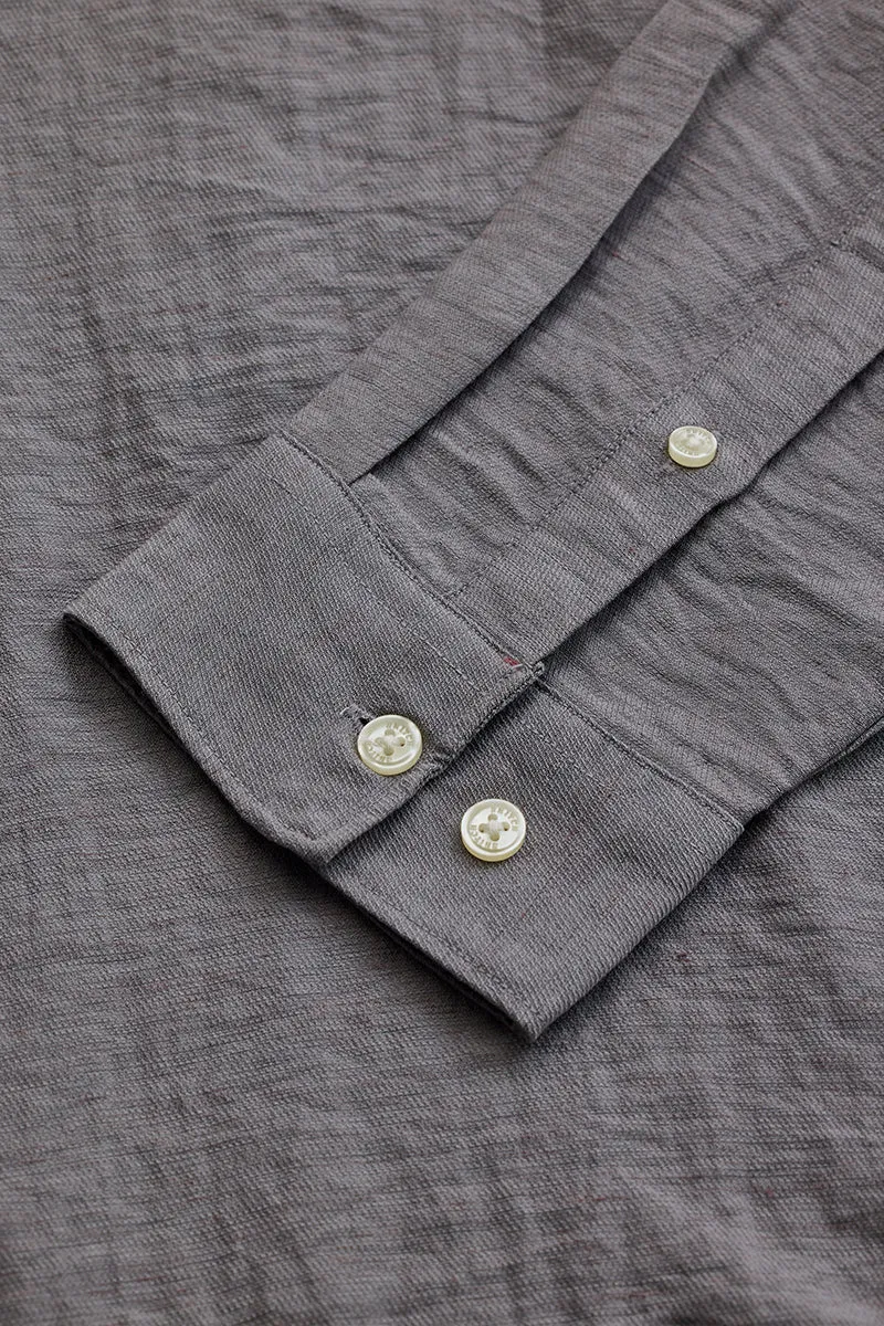 Grey Mandarin Linen Blend Shirt