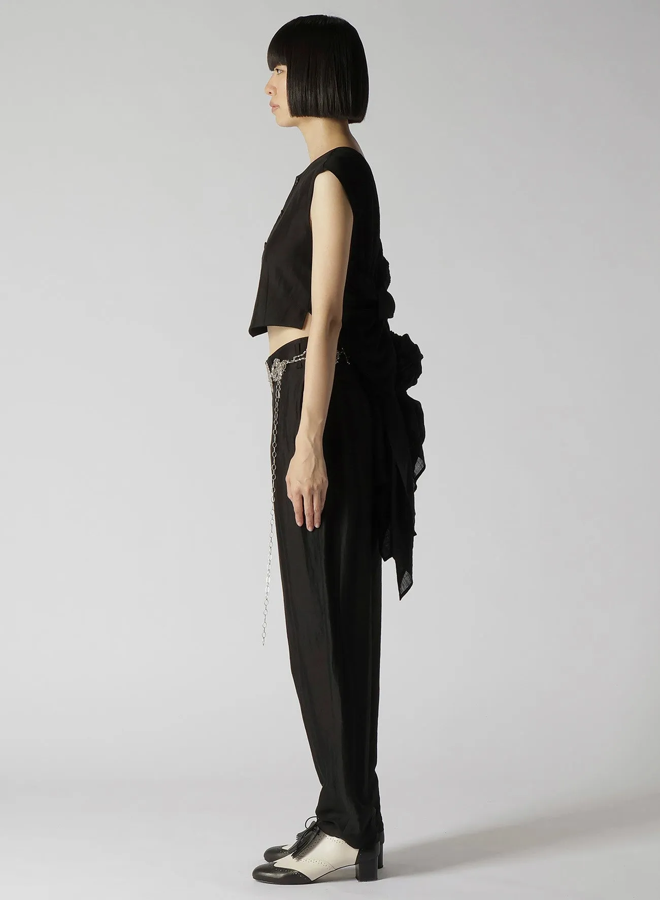 HIGH TWISTED GABARDINE BACKSIDE KNOT DETAIL VEST