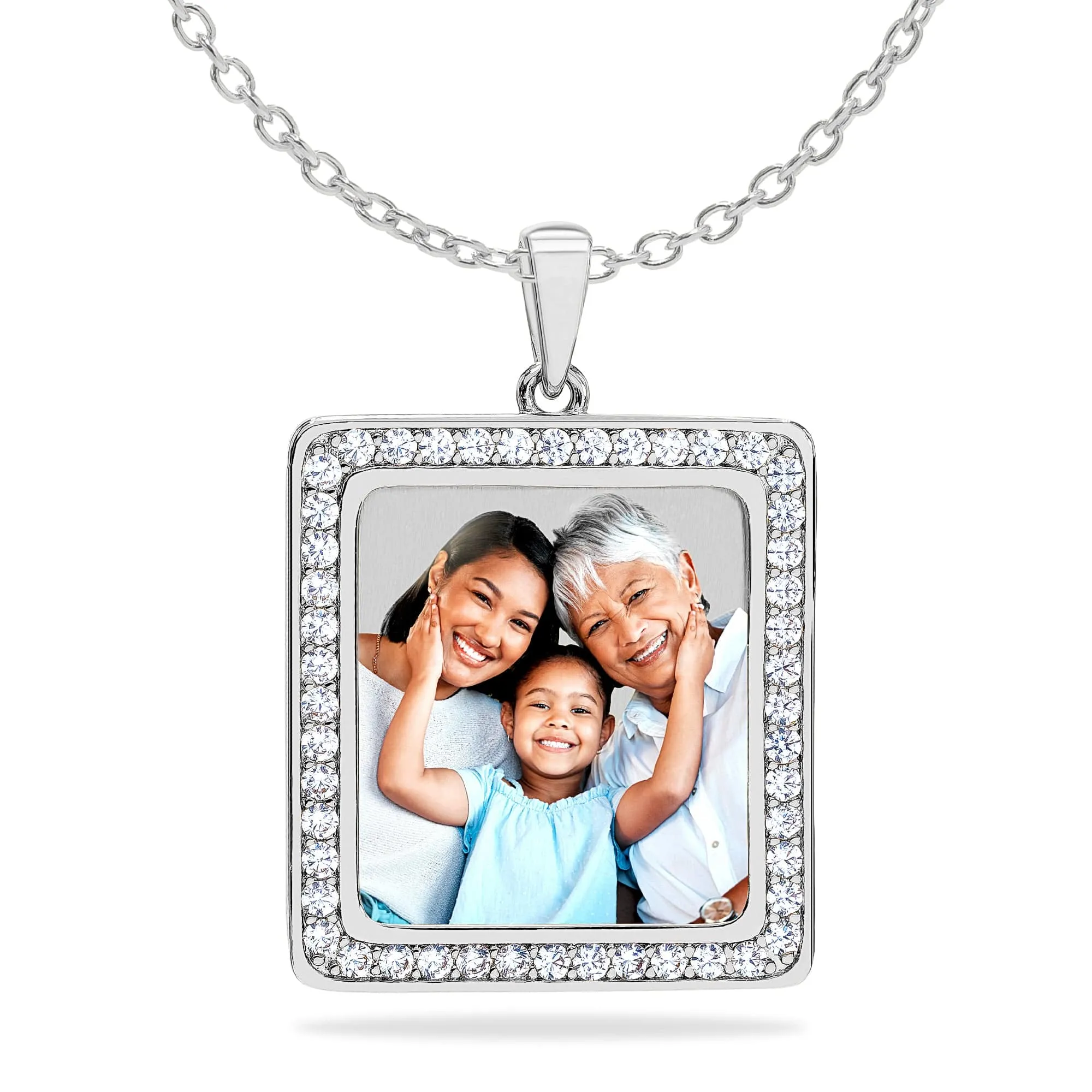 Iced Out Square Photo Pendant