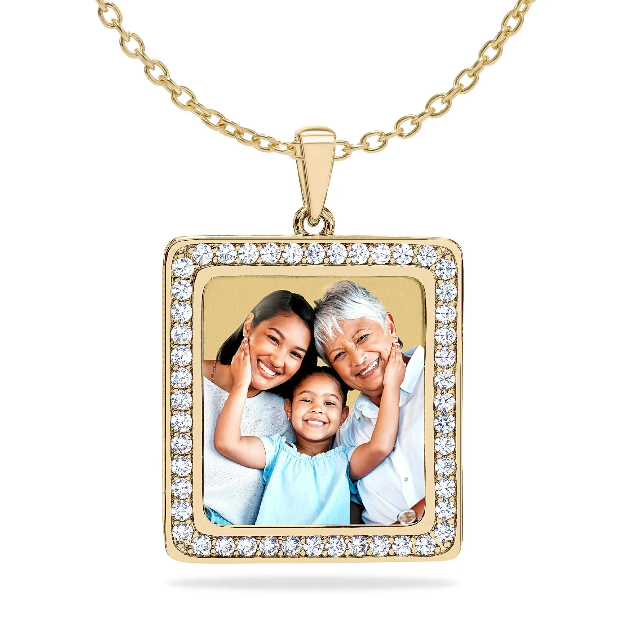 Iced Out Square Photo Pendant