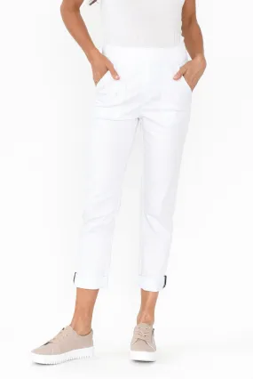 Isabella White Cotton Blend Pants