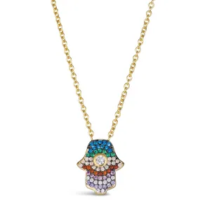 Kate 32 Hamsa Necklace Multi Color Yellow