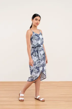 Kennedy Tropical Print Dress in Blue