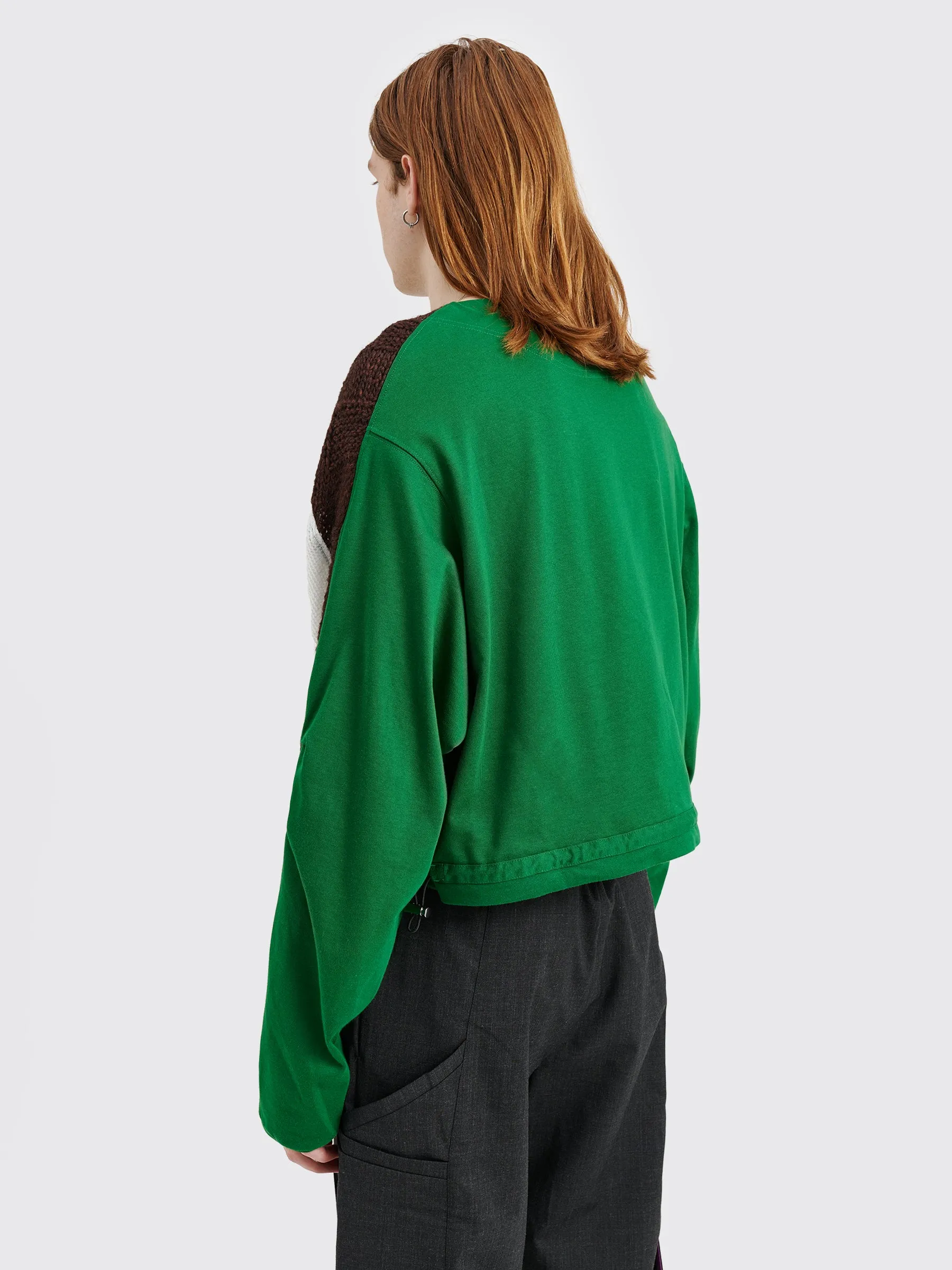 Kiko Kostadinov Solon Knit Hybrid LS Top Jersey Hunter Green / Rust