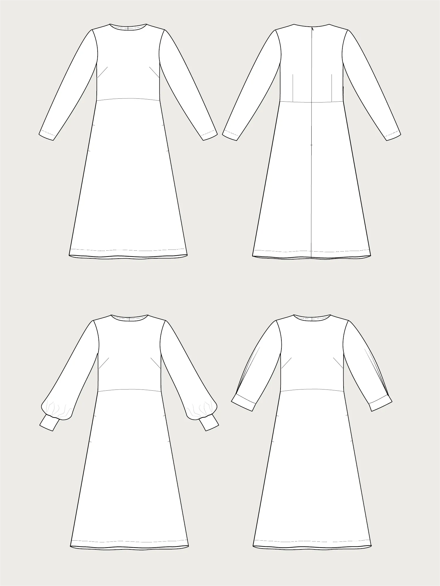 MULTI SLEEVE MIDI DRESS PATTERN