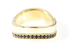 Natural Sapphire Eternity Wave Band Ring 14k 585 Yellow Gold