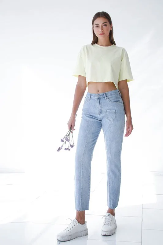 Patched Pocket Boyfriend Jeans