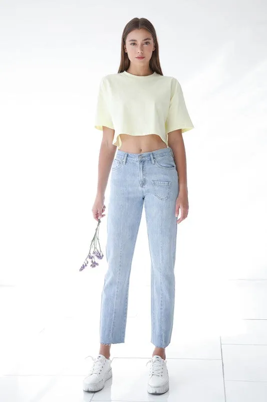 Patched Pocket Boyfriend Jeans