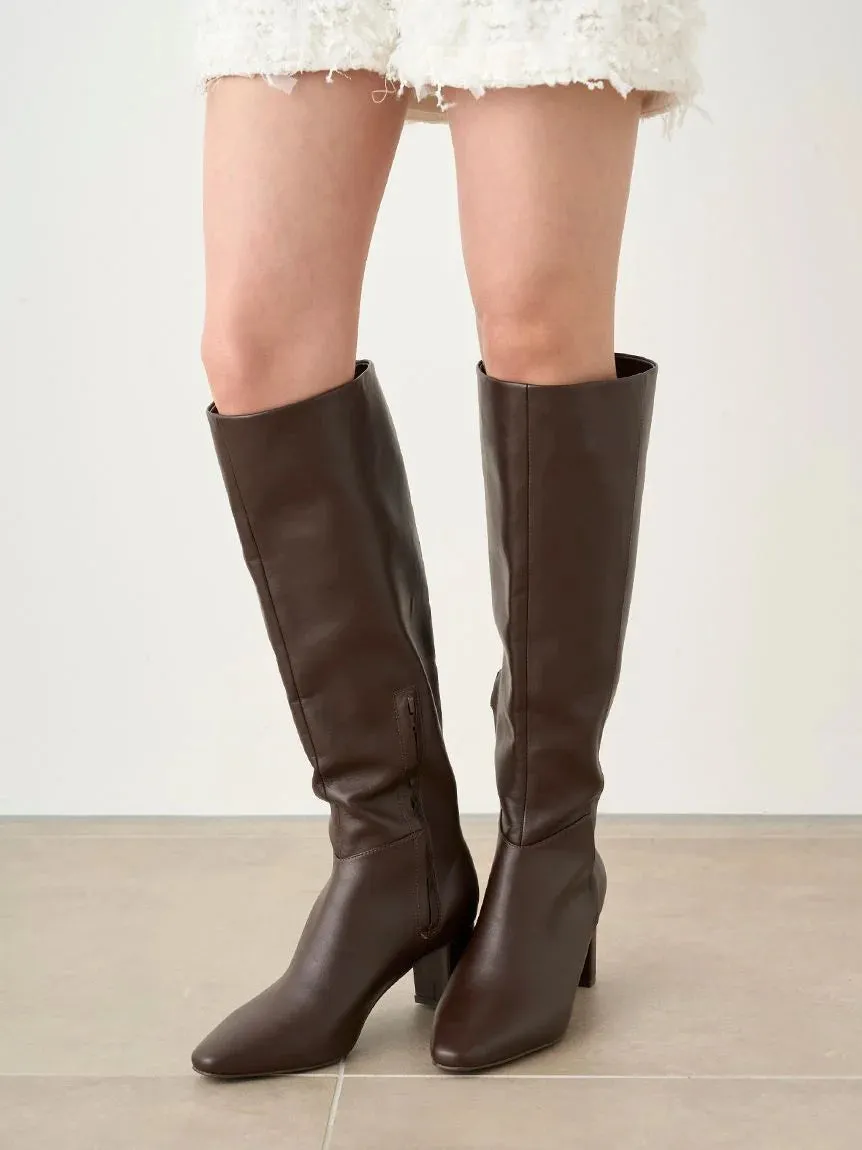 Pointed Toe Block Heel Knee-High Boots