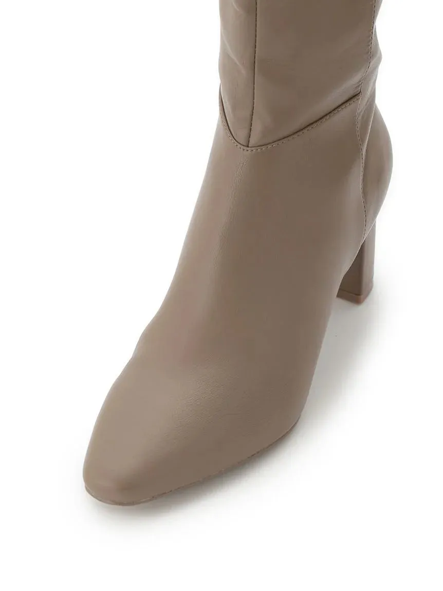 Pointed Toe Block Heel Knee-High Boots