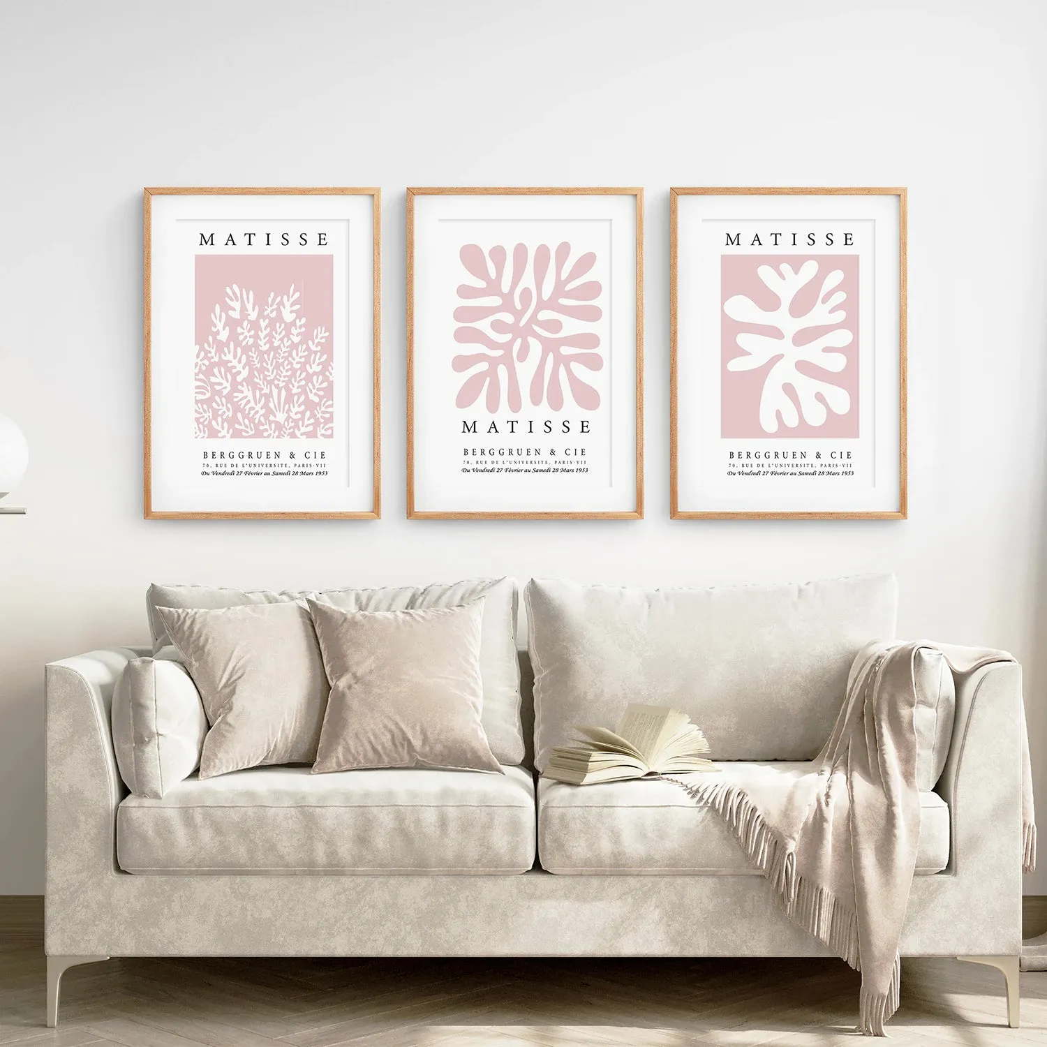 Set of 3 Matisse Abstract Cut Outs - La Gerbe Pink Wall Art