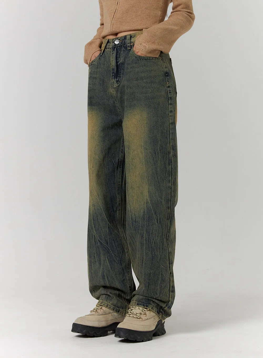 Vintage Washed Wide Leg Jeans CD311