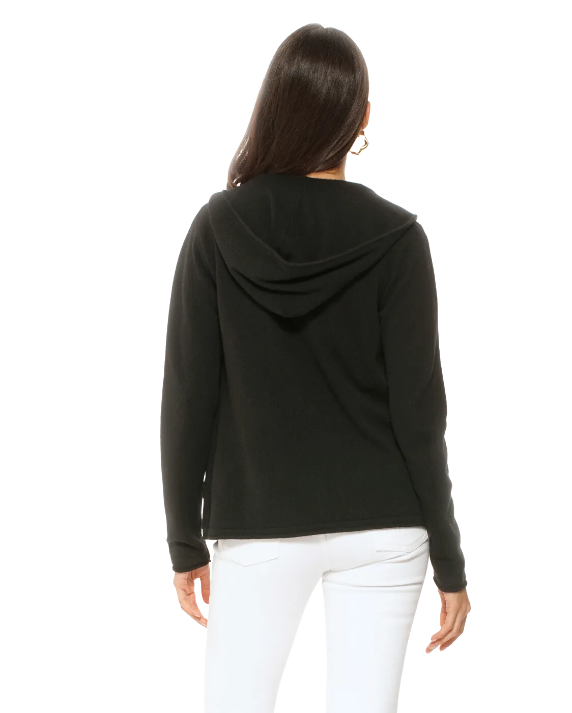 Women's Pure Cashmere Hoodie Sweater Black