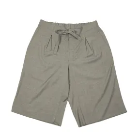 x No Man Walks Alone: Easy shorts in deadstock taupe high twist wool