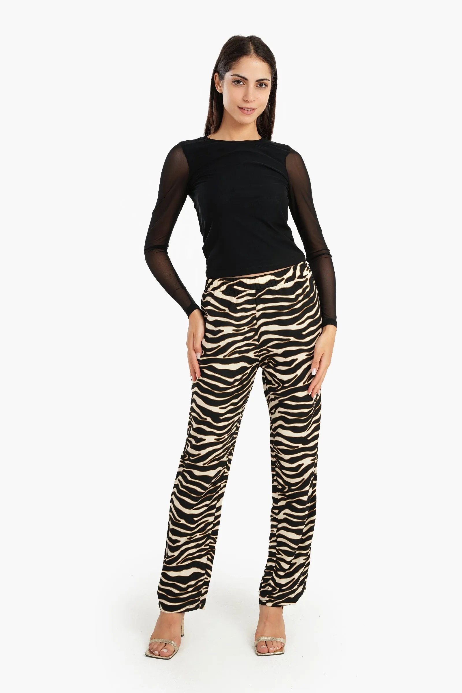 Zebra Print Straight Cut Pants